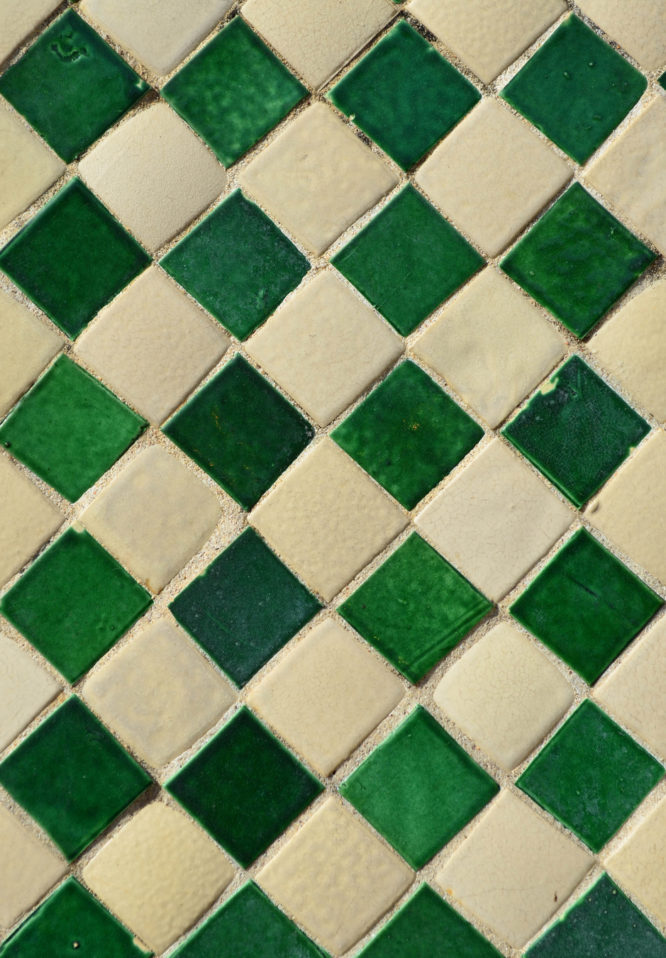 Green and yellow ceramic tile